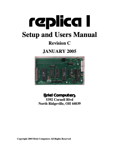 Replica-1 Rev C Manual