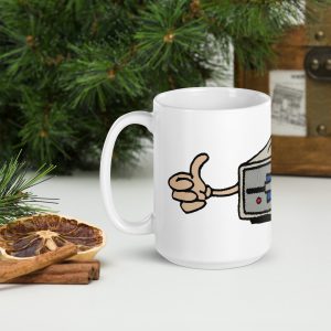 Happy Floppy Drive White glossy mug